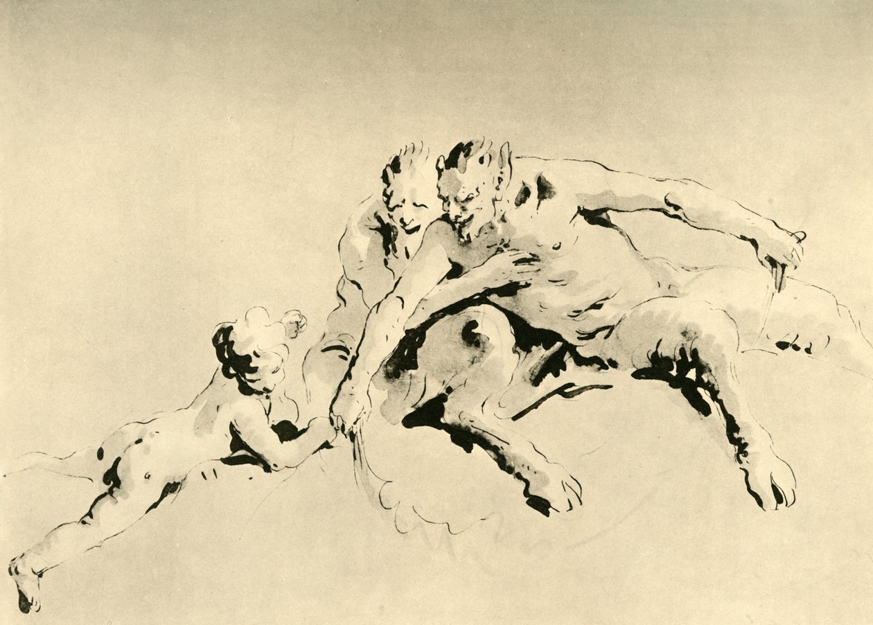 To fauner og en amor, midten af det 18. århundrede, 1928 af Giovanni Battista Tiepolo