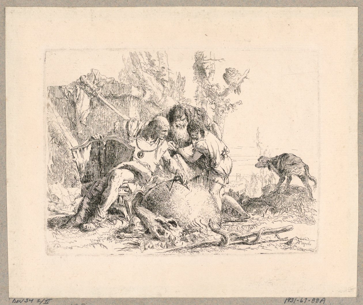 Two Philosophers and Boy, tallerken 22 fra Scherzi di Fantasia af Giovanni Battista Tiepolo