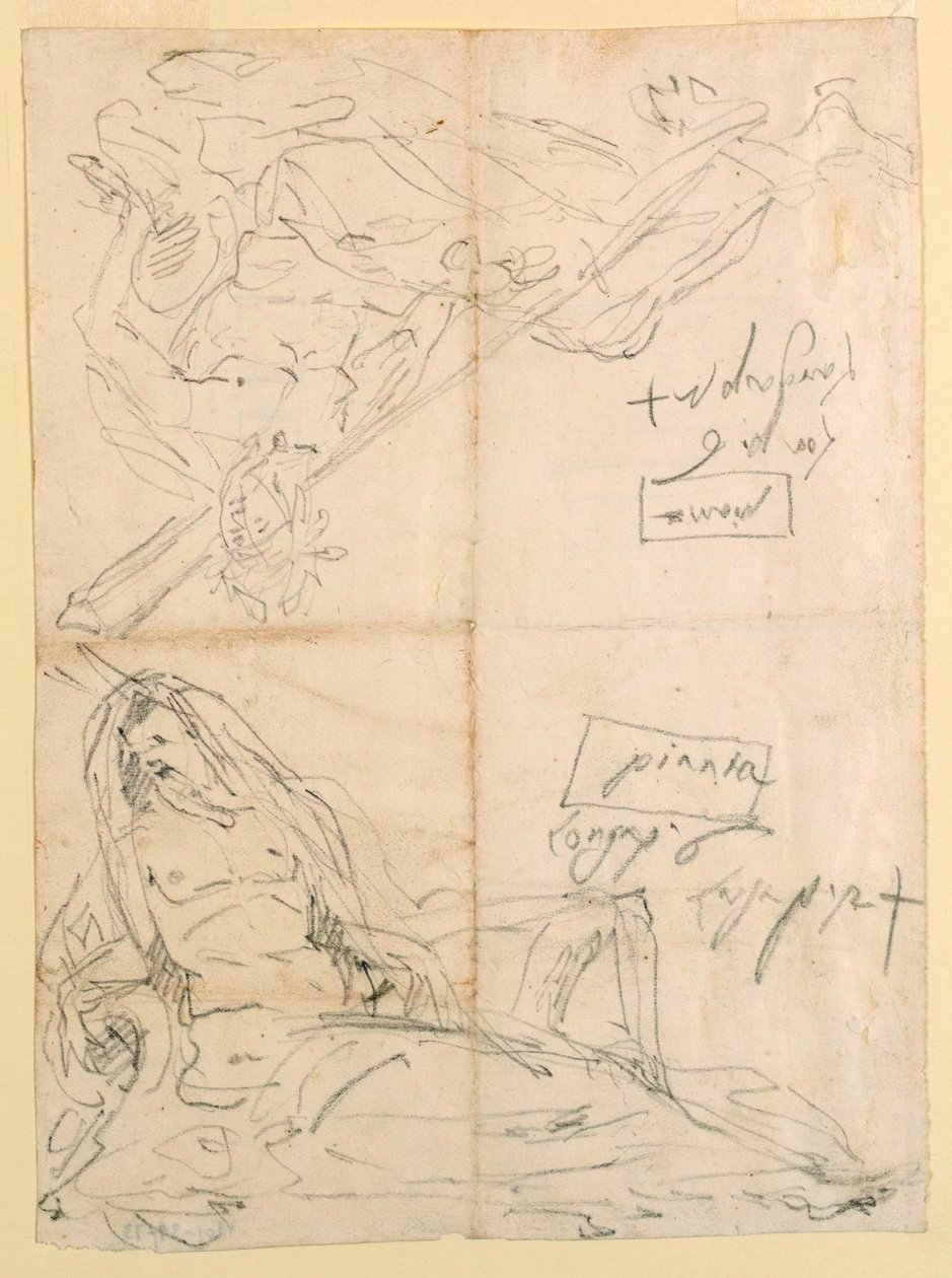 To skitser af flodguder af Giovanni Battista Tiepolo