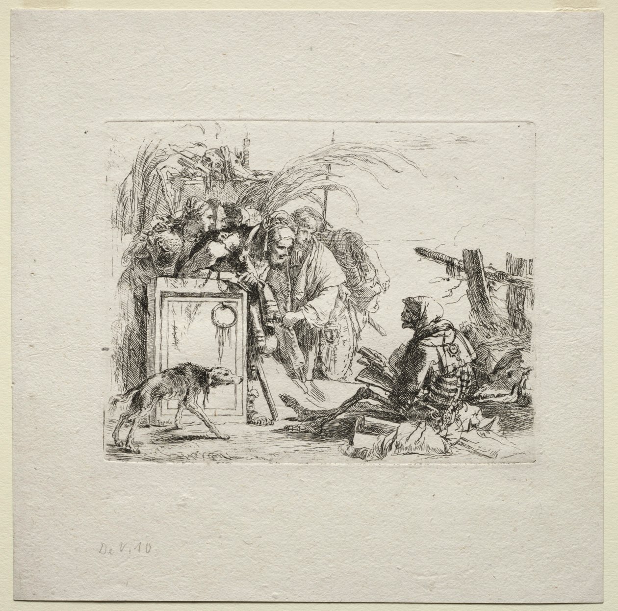 Forskellige Caprices: Death Giving Publikum, 1785. af Giovanni Battista Tiepolo