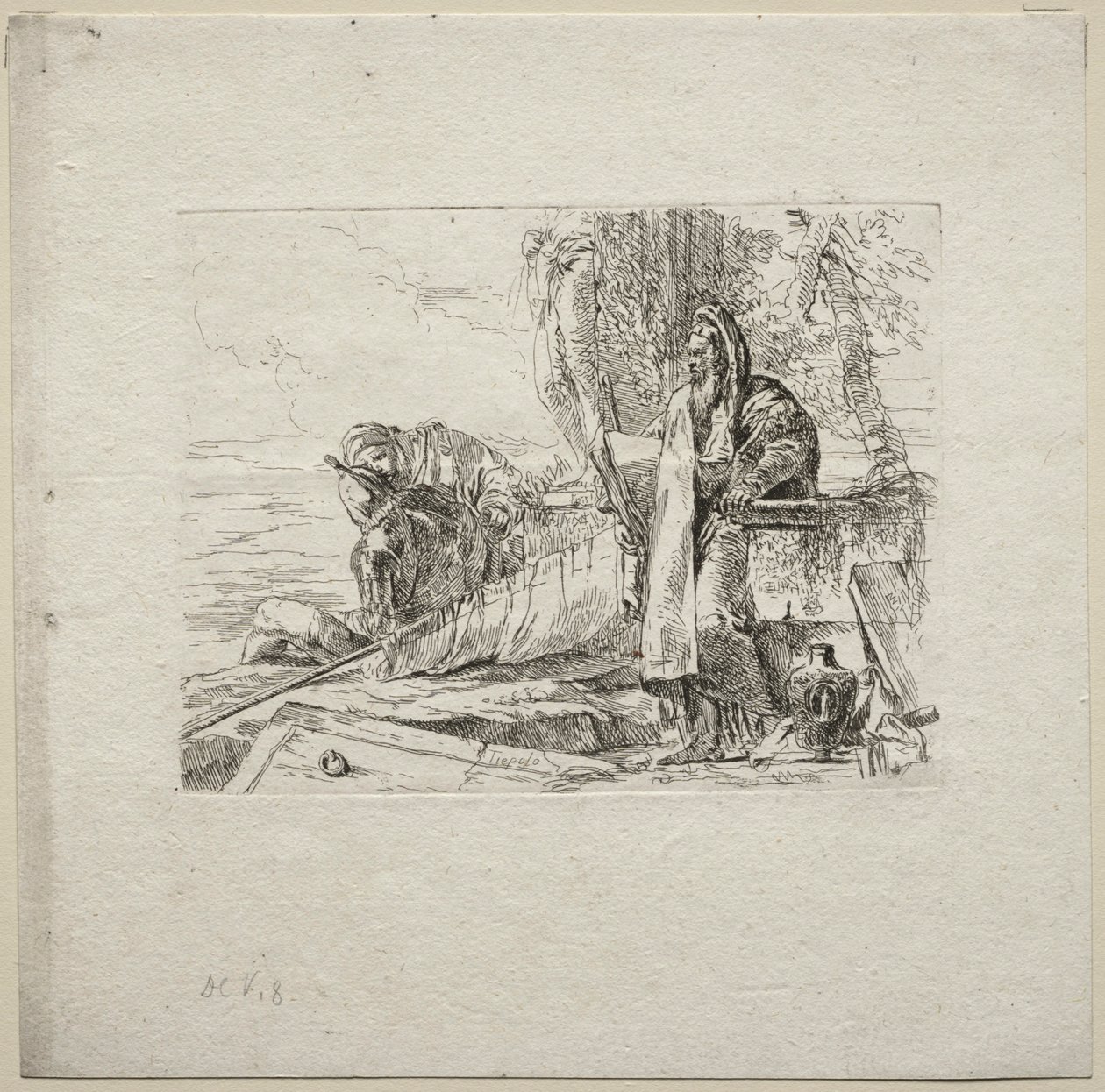 Forskellige luner: Filosoffen står med bogen, 1785. af Giovanni Battista Tiepolo