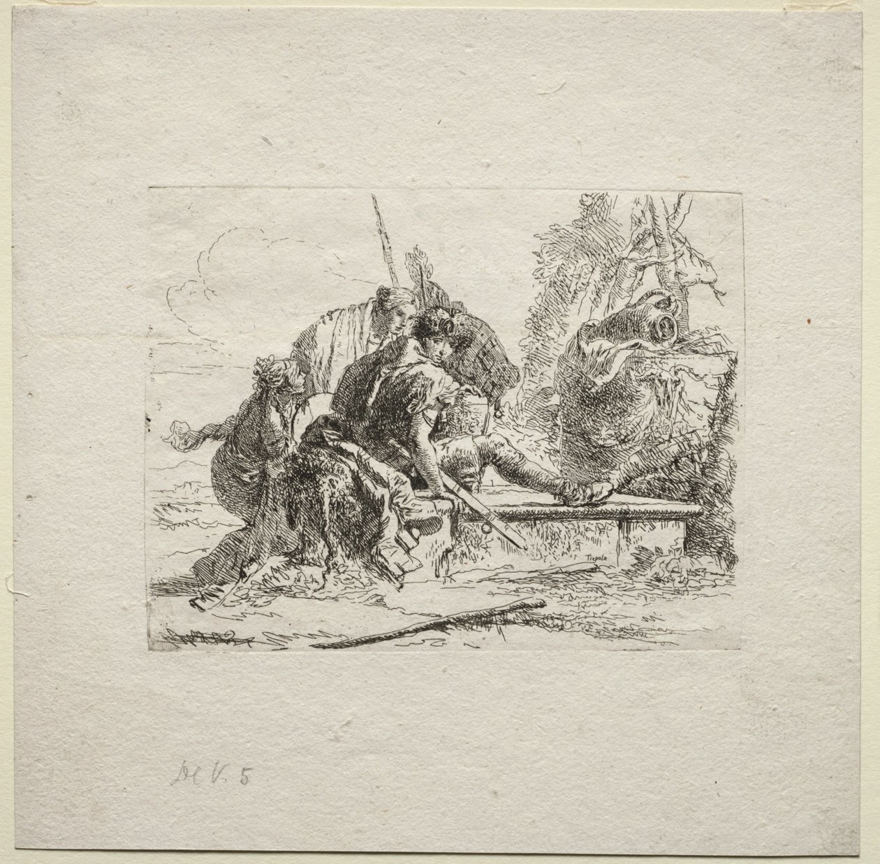 Forskellige Caprices: De to soldater og de to kvinder af Giovanni Battista Tiepolo