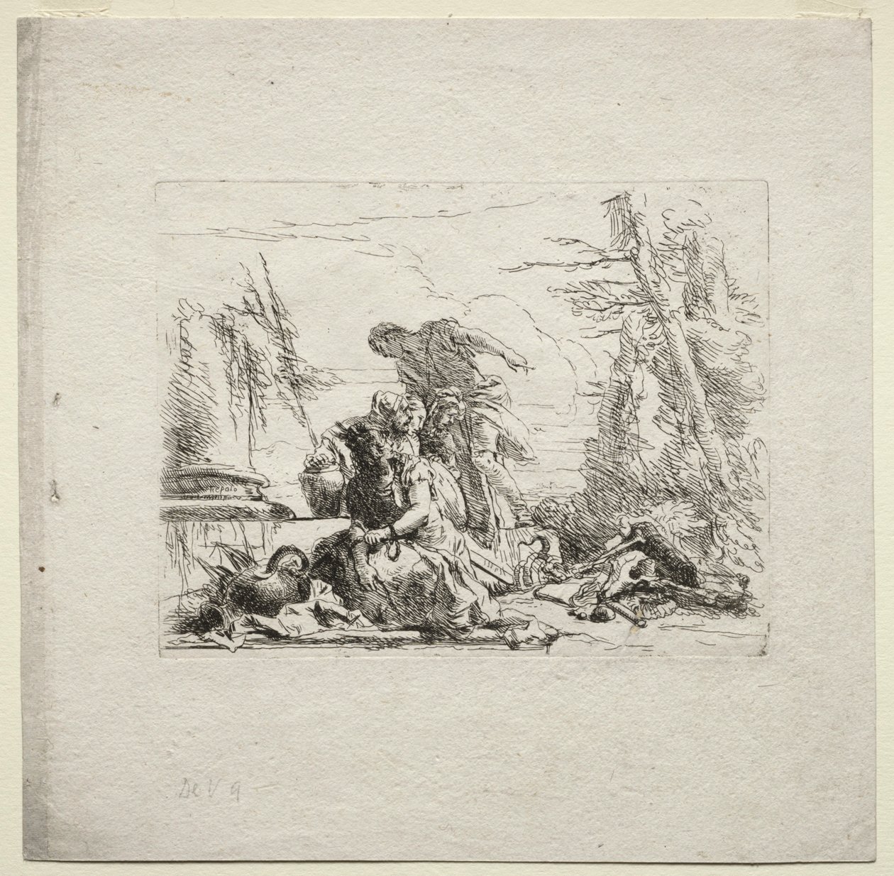 Forskellige caprices: Kvinden i håndjern, 1785. af Giovanni Battista Tiepolo