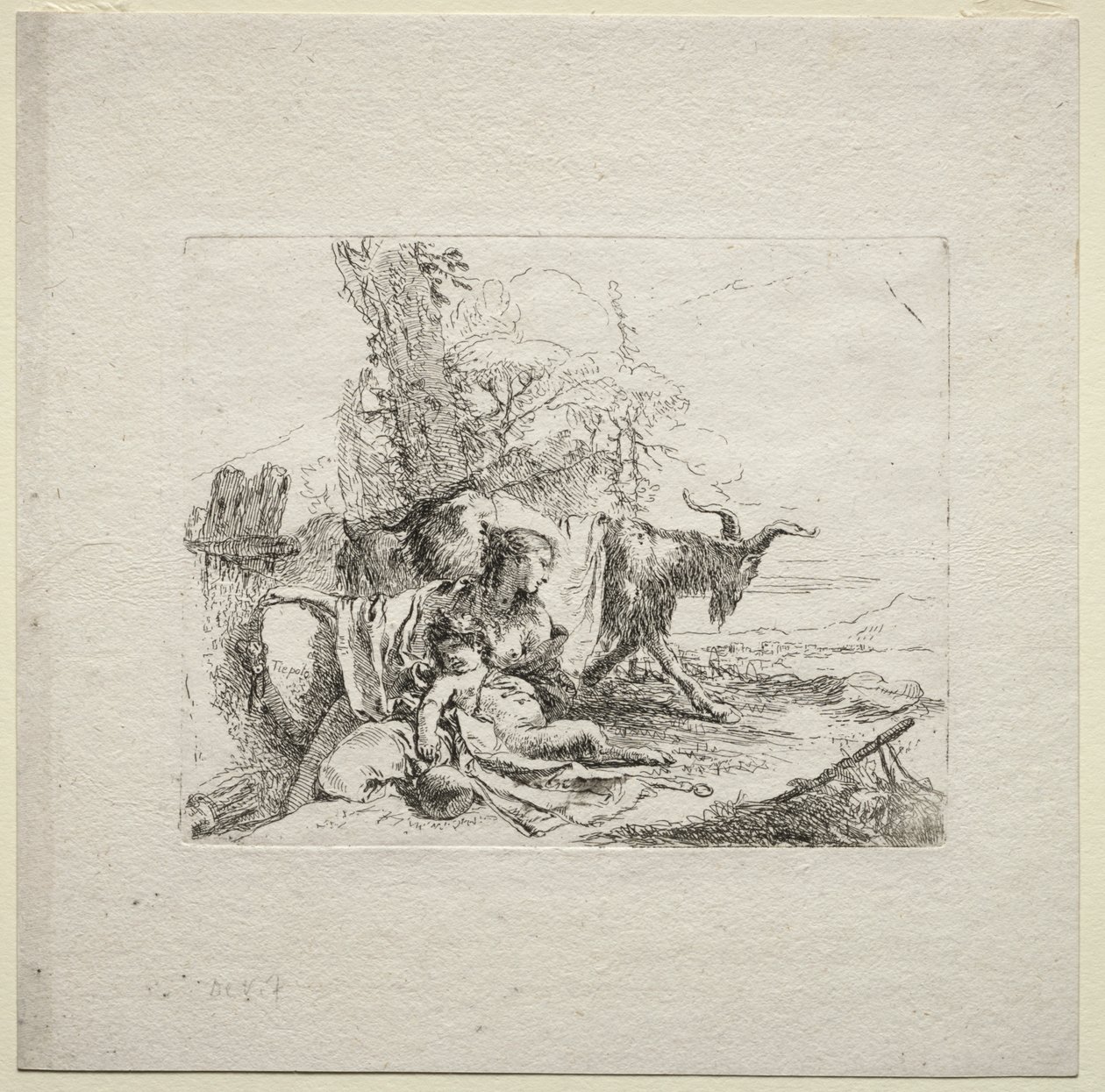 Forskellige Caprices: Kvinden med tamburin af Giovanni Battista Tiepolo