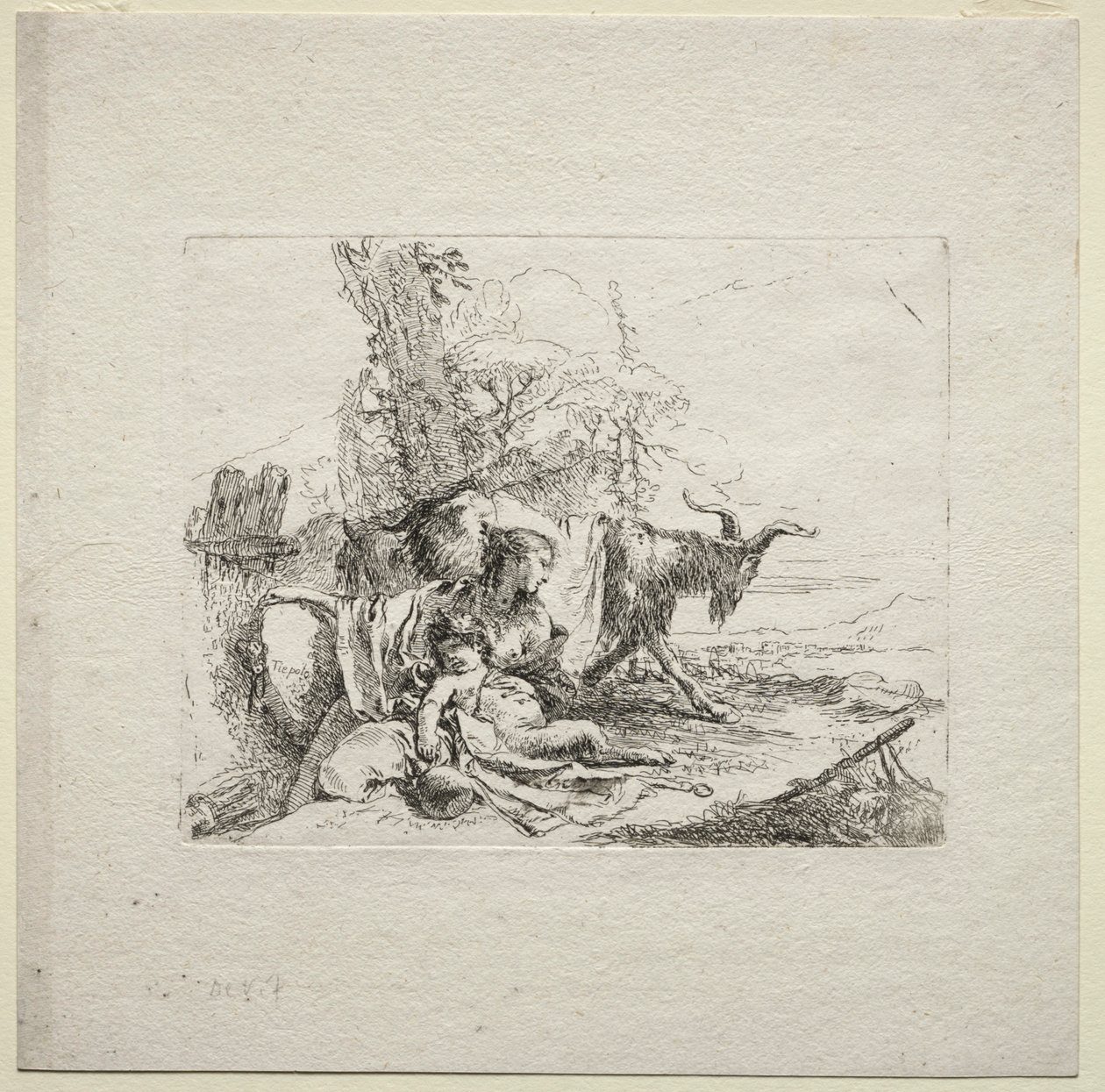 Forskellige luner: Kvinden med tamburin, 1785. af Giovanni Battista Tiepolo