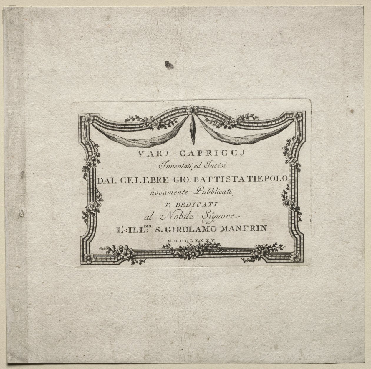 Forskellige Caprices: Titelside af Giovanni Battista Tiepolo