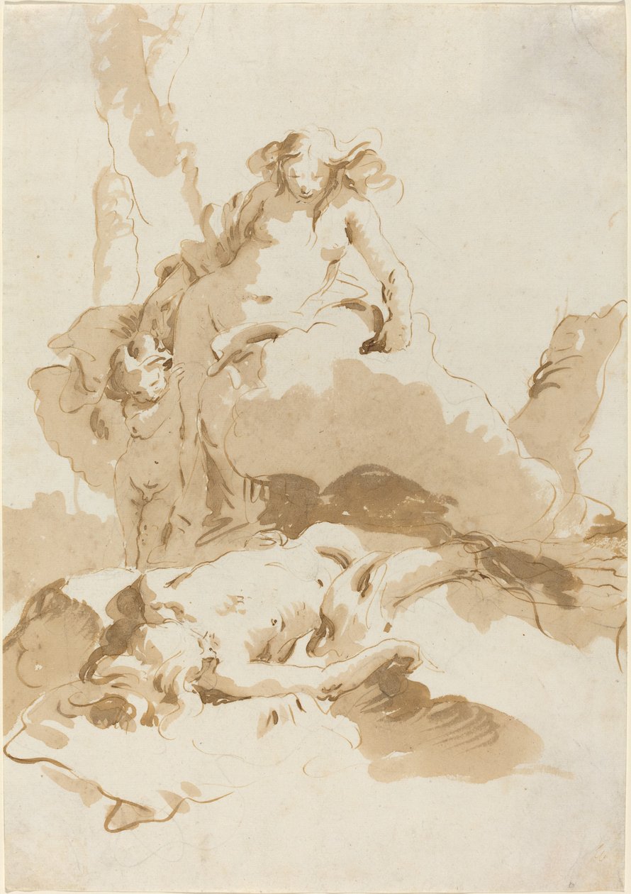 Venus og Amor opdager Adonis krop af Giovanni Battista Tiepolo