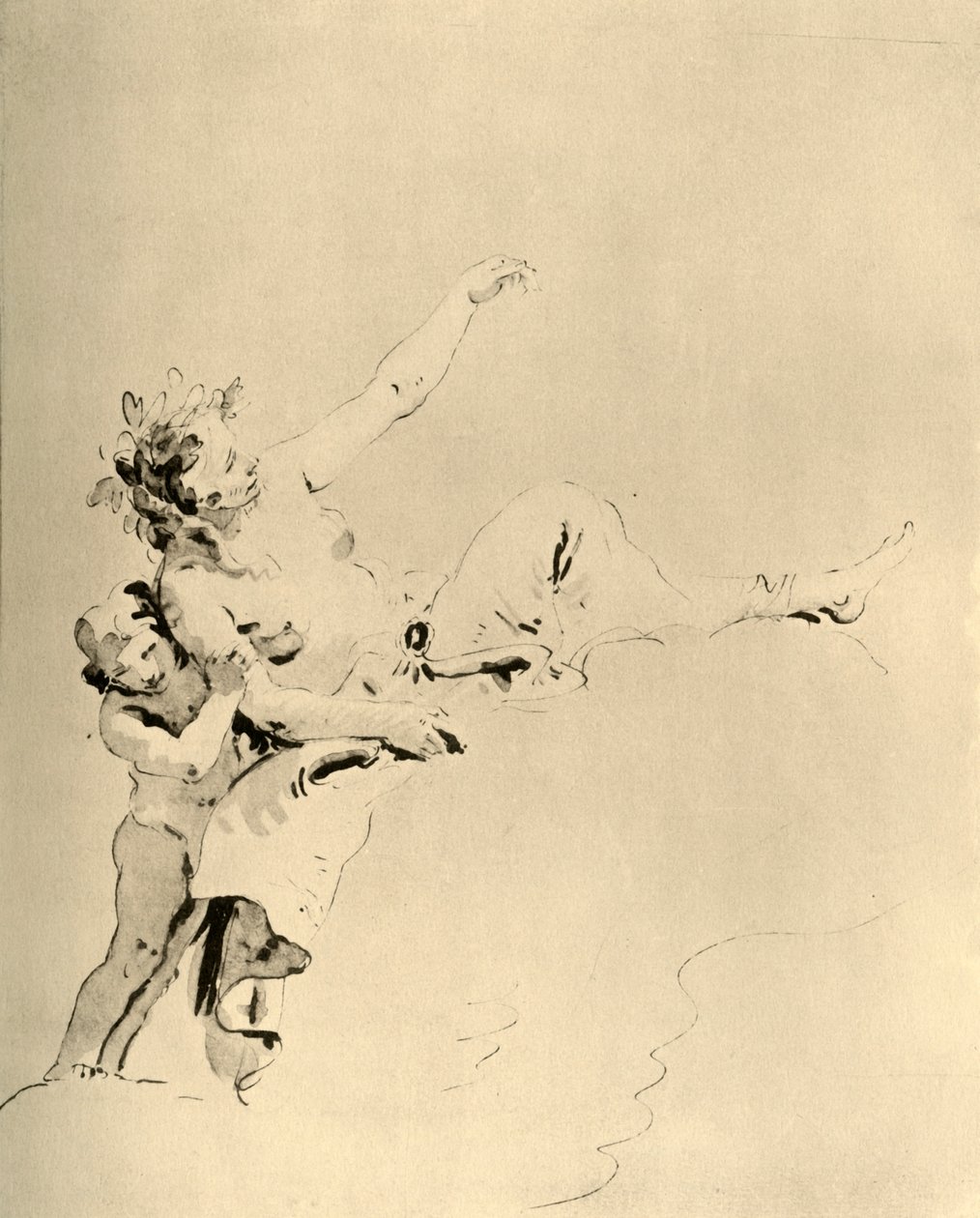 Kvinde hvilende på skyer og støttet af en Amor, midten af det 18. århundrede, 1928 af Giovanni Battista Tiepolo