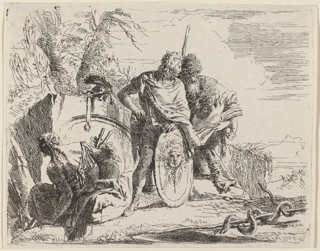 Ung soldat med filosof og siddende kvinde af Giovanni Battista Tiepolo