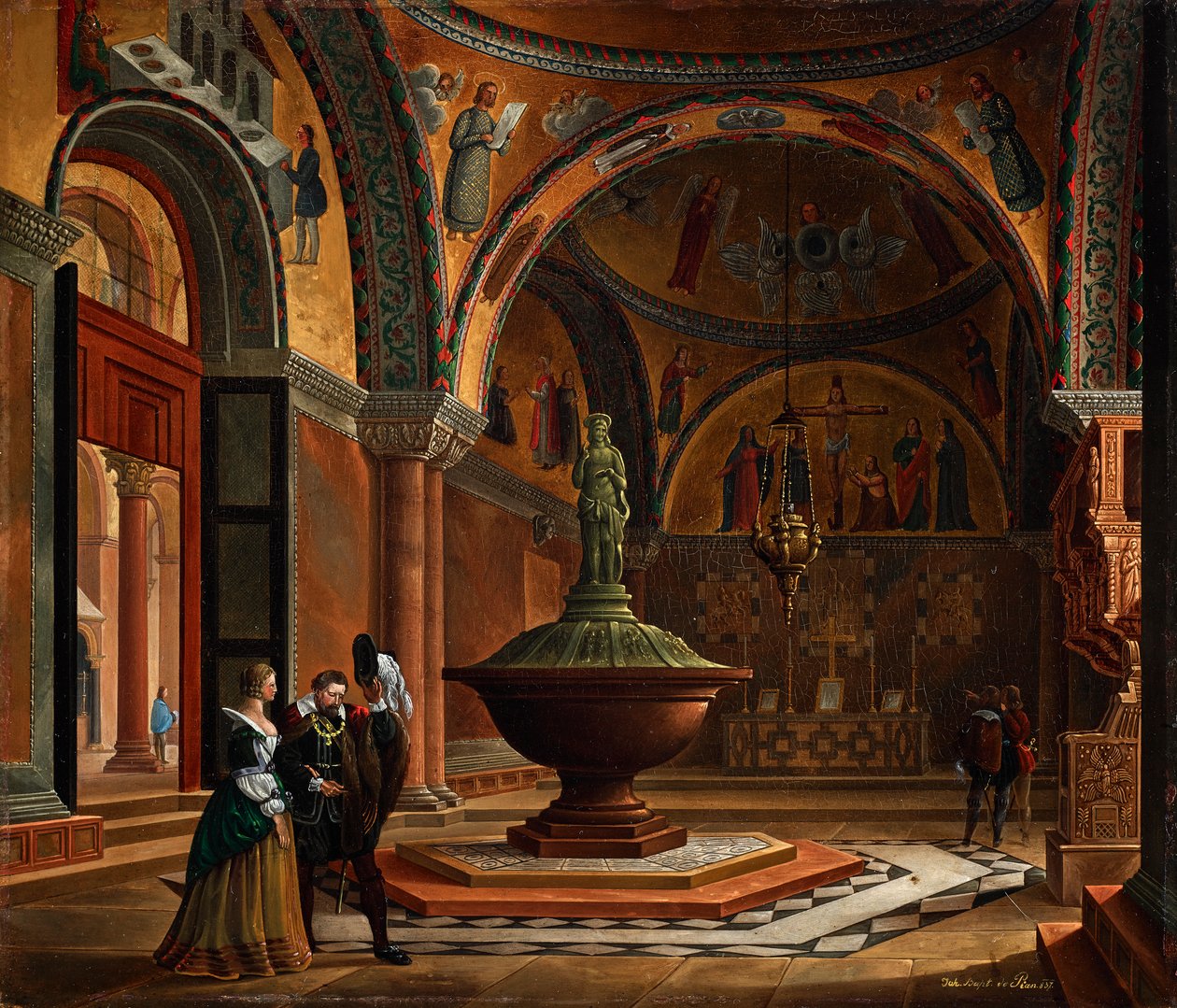 Det indre af dåbskapellet San Marco i Venedig af Giovanni Battista de Pian