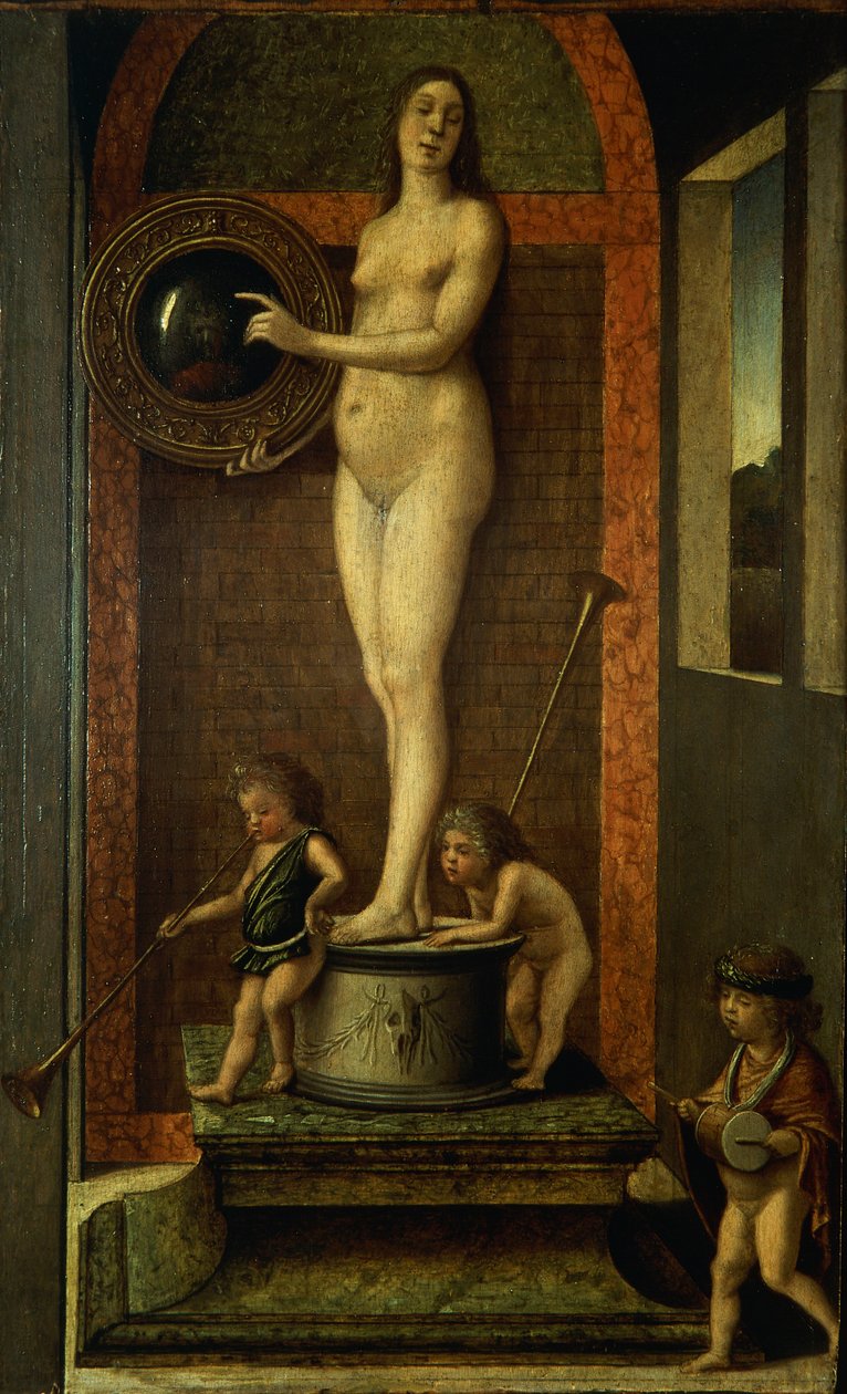 Allegory of Prudence, ca 1490, af Giovanni Bellini (1431-36 - 1516), olie på panel, 32x22 cm af Giovanni Bellini