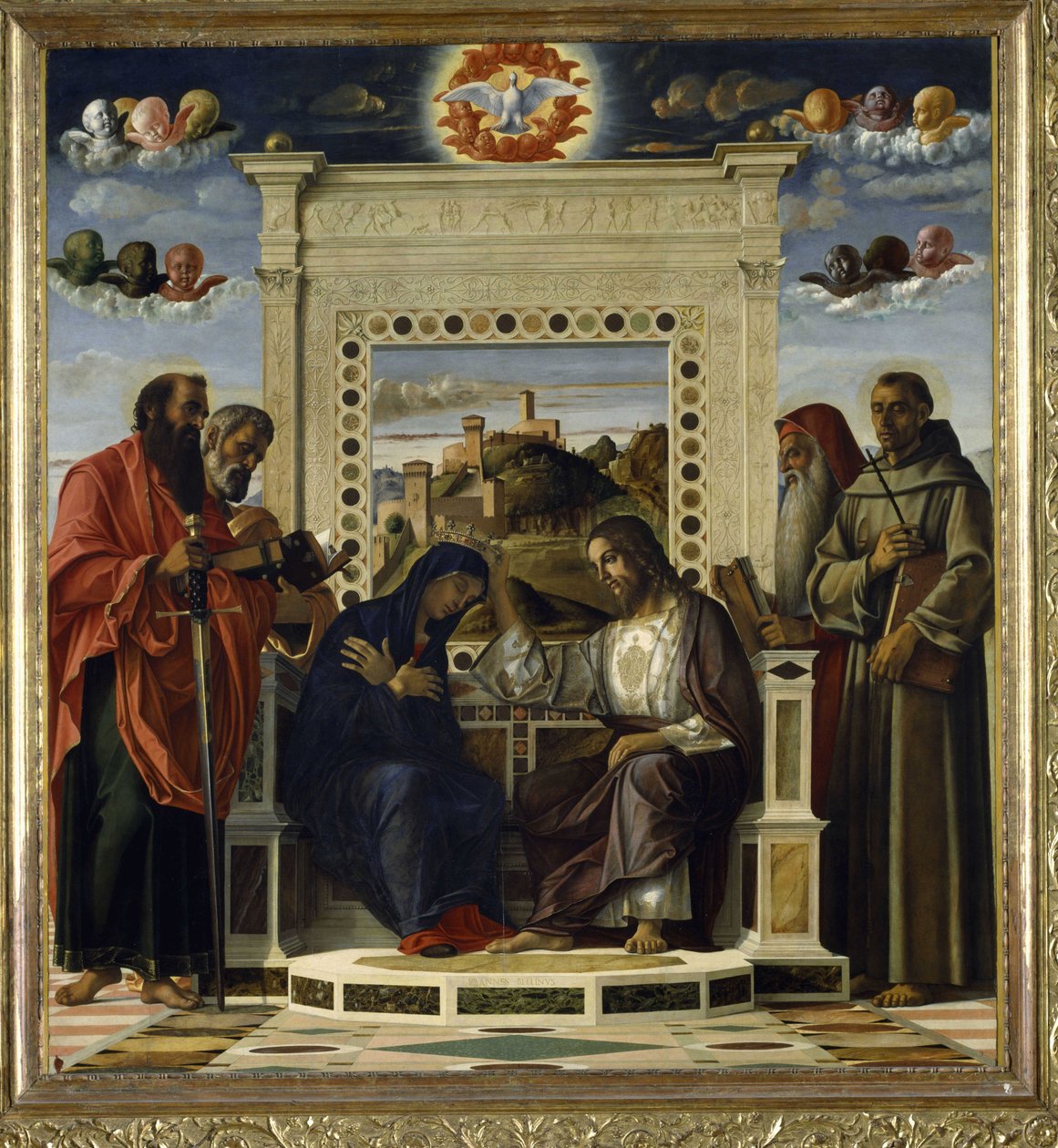 Jomfruens kroning med SS. Paul, Peter, Hieronymus og Frans af Assisi med scener fra de helliges liv i predella-panelet, kendt som 