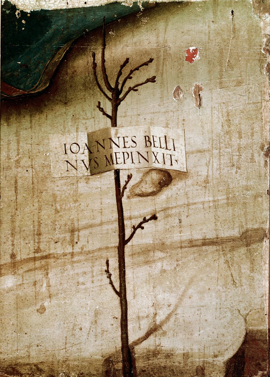 Lille træ og cardrige. Detalje (tempera på panelet af Giovanni Bellini