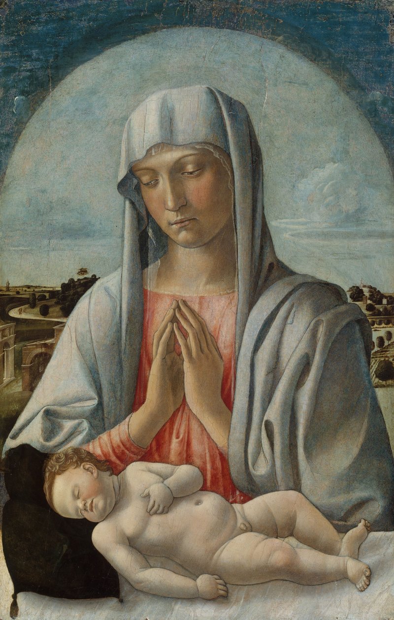 Madonna Adoring the Sleeping Child, ca. 1460 (tempera på træ) af Giovanni Bellini