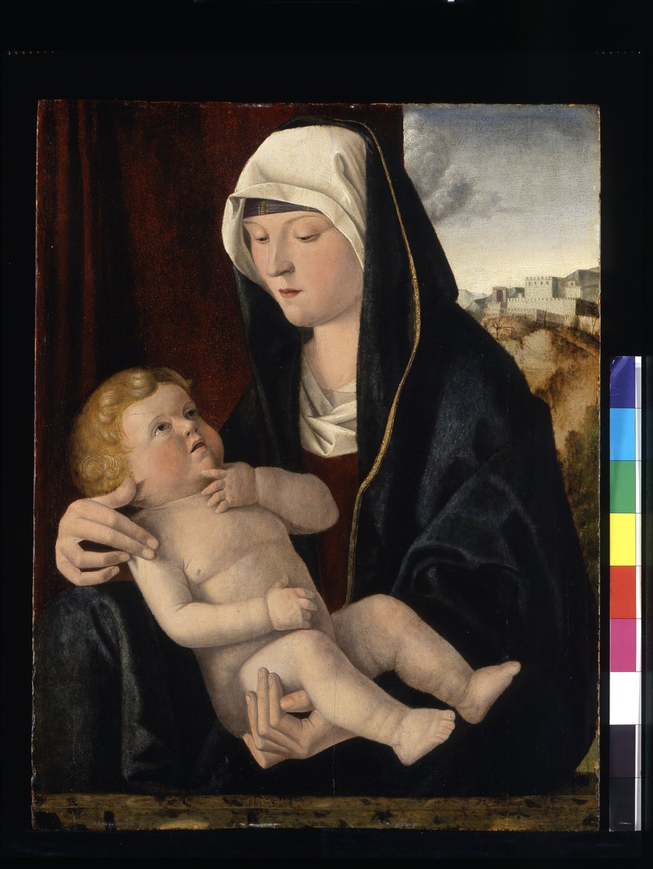 Madonna And Child (tempera og olie på træ) af Giovanni Bellini