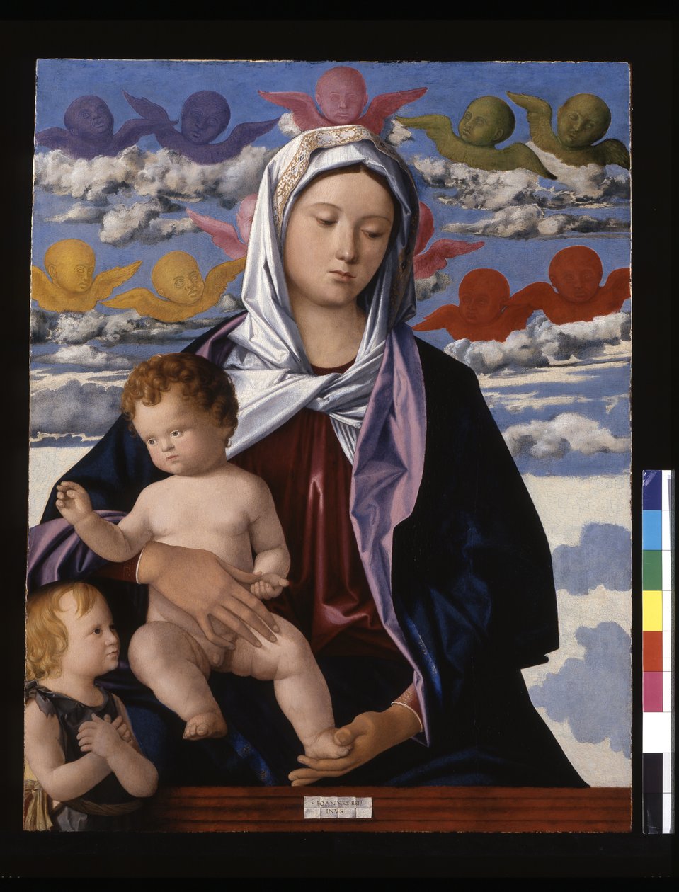 Madonna og barn med St. Johannes Døberen (tempera og olie på træ) af Giovanni Bellini