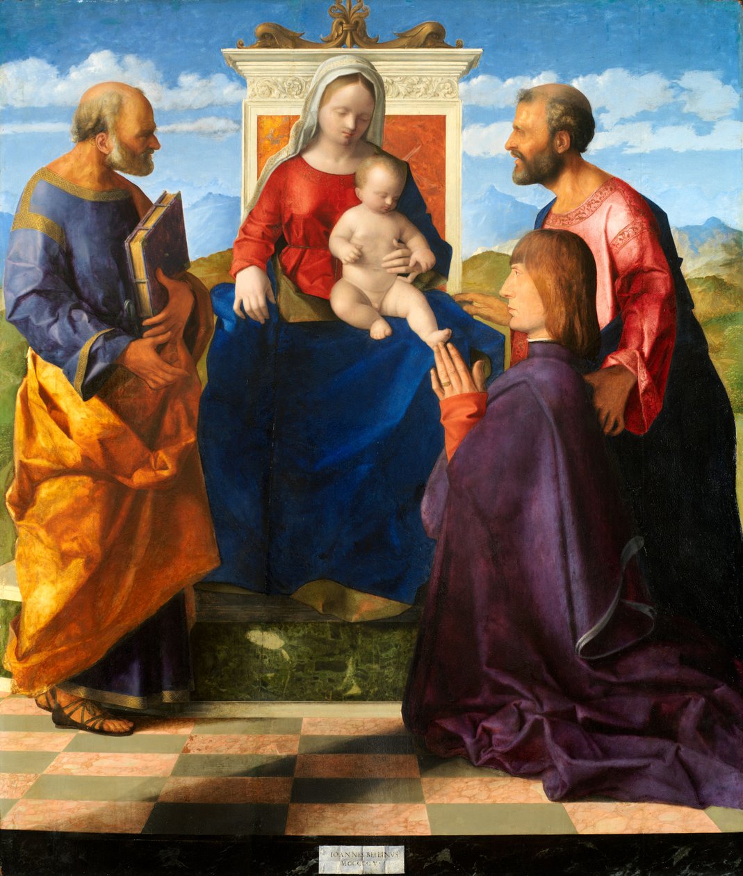 Madonna og barn troner med SS. Peter og Paul og en donor, 1505 af Giovanni Bellini