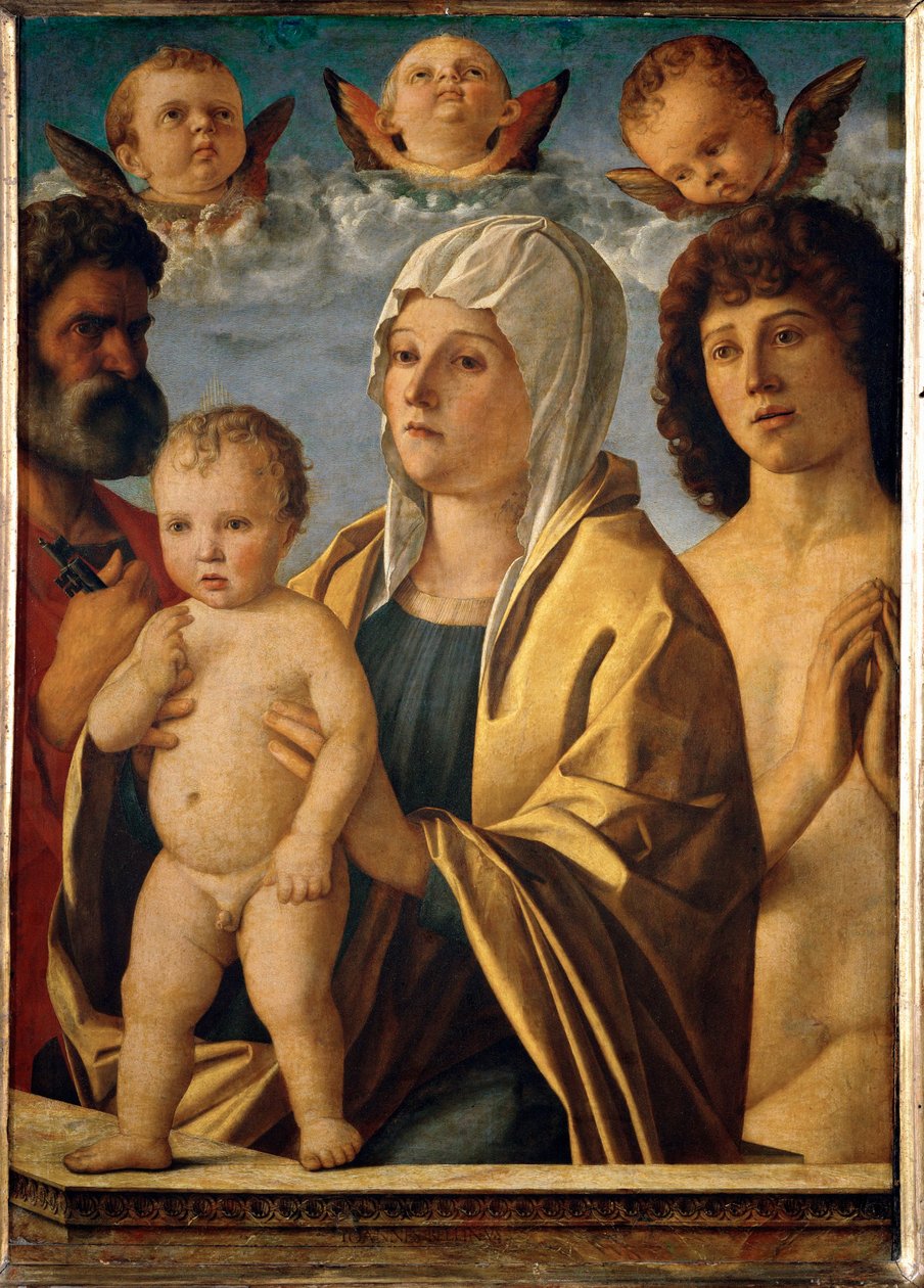 Madonna med barn mellem Sankt Peter og Sankt Sebastian ... af Giovanni Bellini