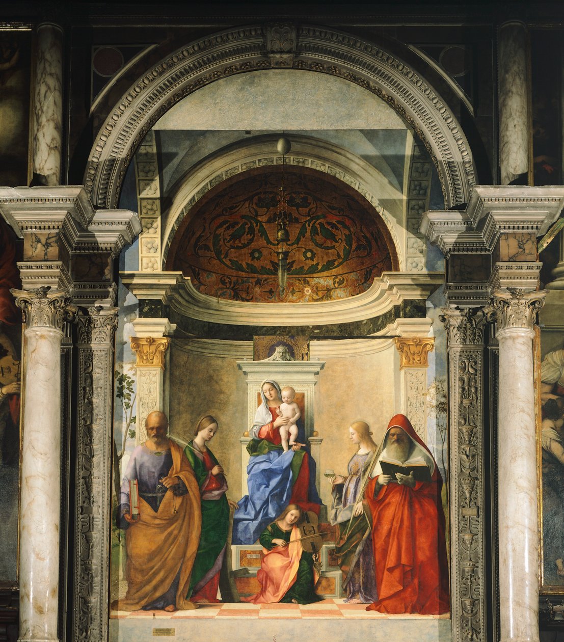 Madonna mellem fire hellige (fresko) af Giovanni Bellini