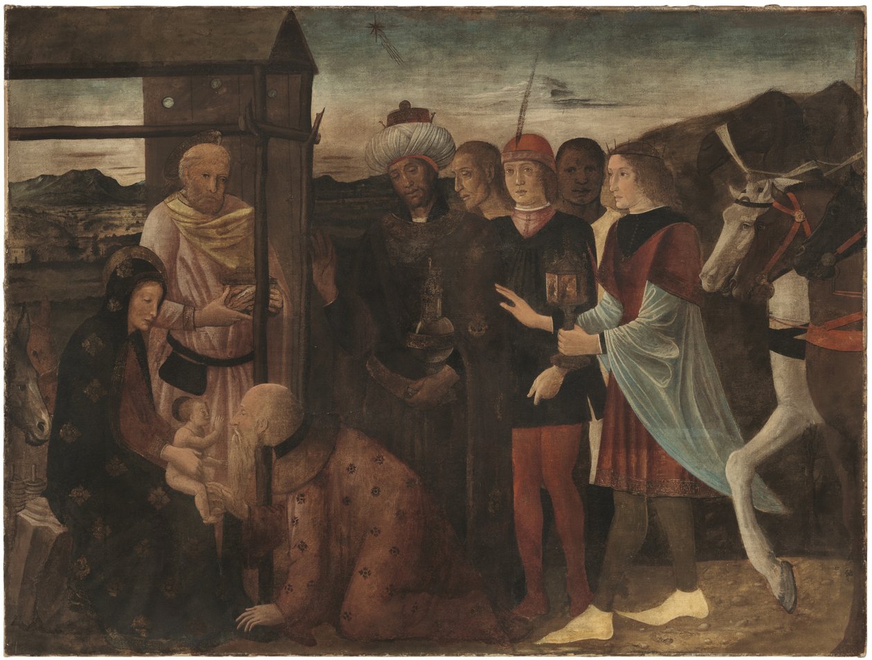 The Adoration of the Magi (tempera på linned) af Giovanni Bellini