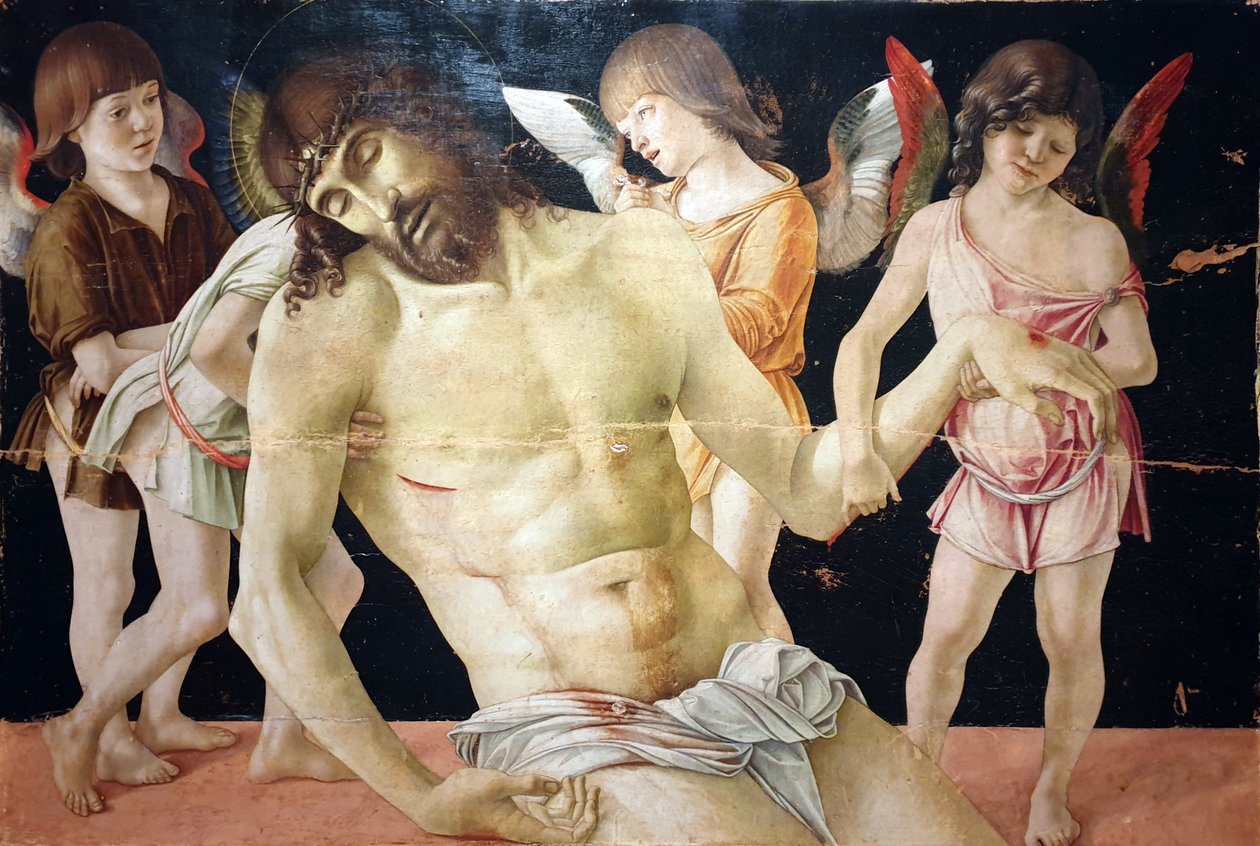 Den døde Kristus, støttet af fire engle af Giovanni Bellini