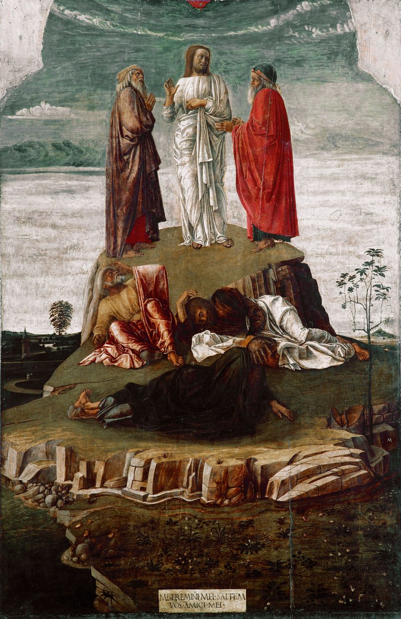 Transfigurationsmaleriet af Giovanni Bellini (ca. 1432-1516) sagde il Giambellino. 1455 Mål 134x68 cm Venedig, Correr Museum, n. 27 af Giovanni Bellini