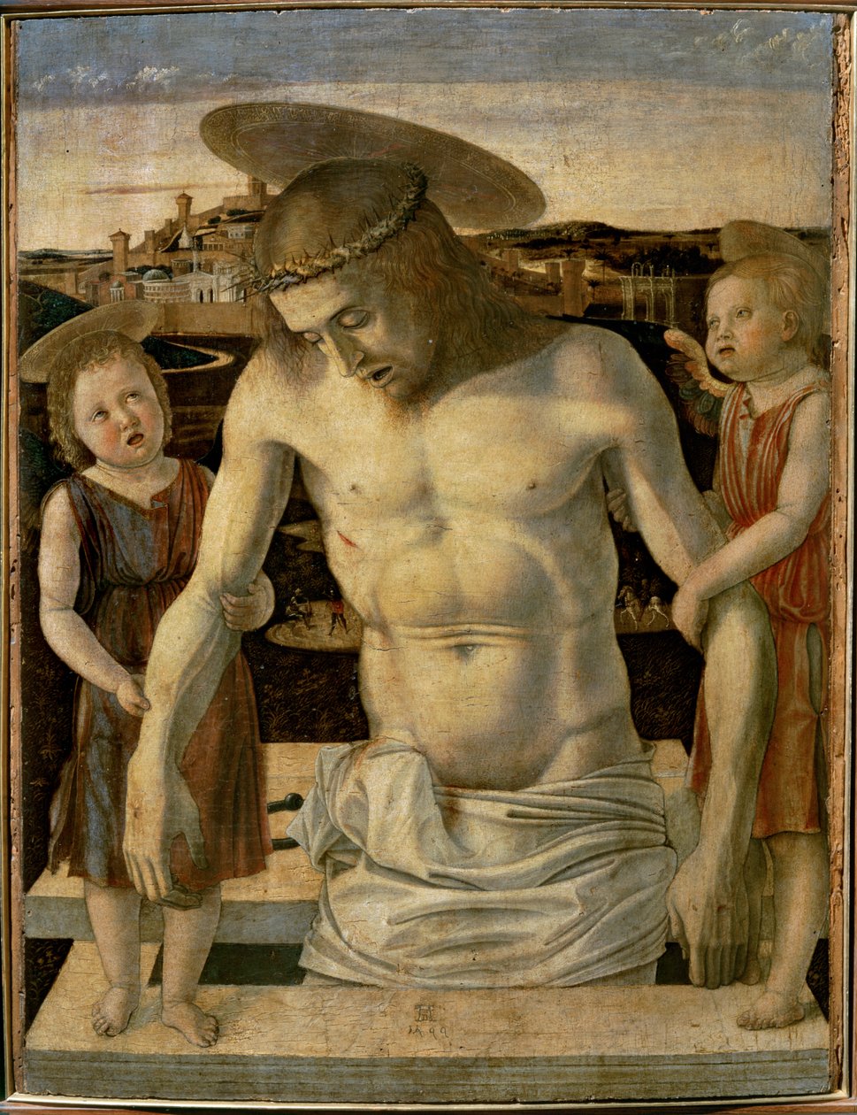 Den døde Kristus støttet af to engle ... af Giovanni Bellini