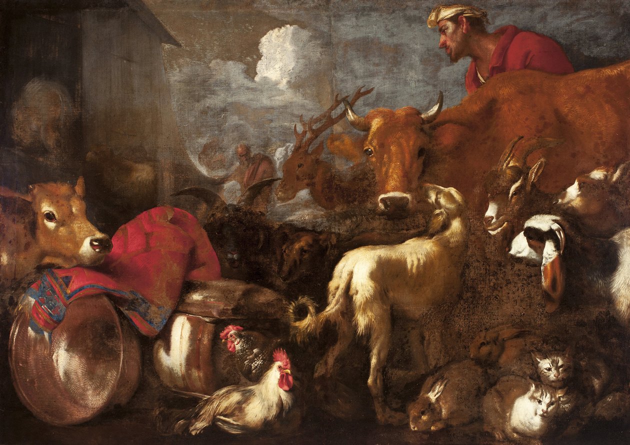 Dyrenes bestyrelse Noahs Ark - Dyrenes bestyrelse Noahs Ark af Castiglione, Giovanni Benedetto (1610-1665). Olie på lærred, størrelse: 170x238 af Giovanni Benedetto Castiglione