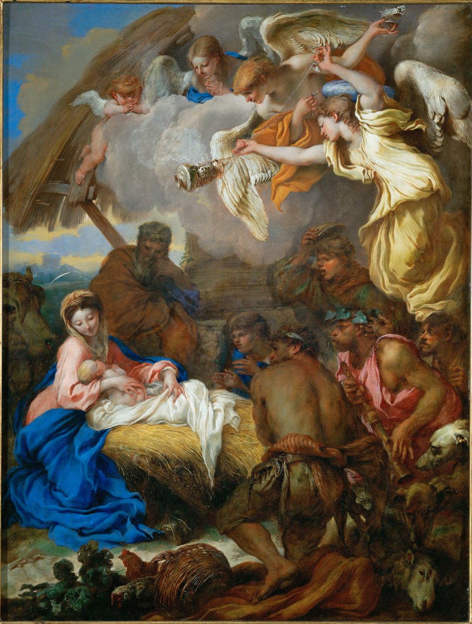 Hyrdernes tilbedelse (maleri på lærred) af Giovanni Benedetto (1609-64) Castiglione