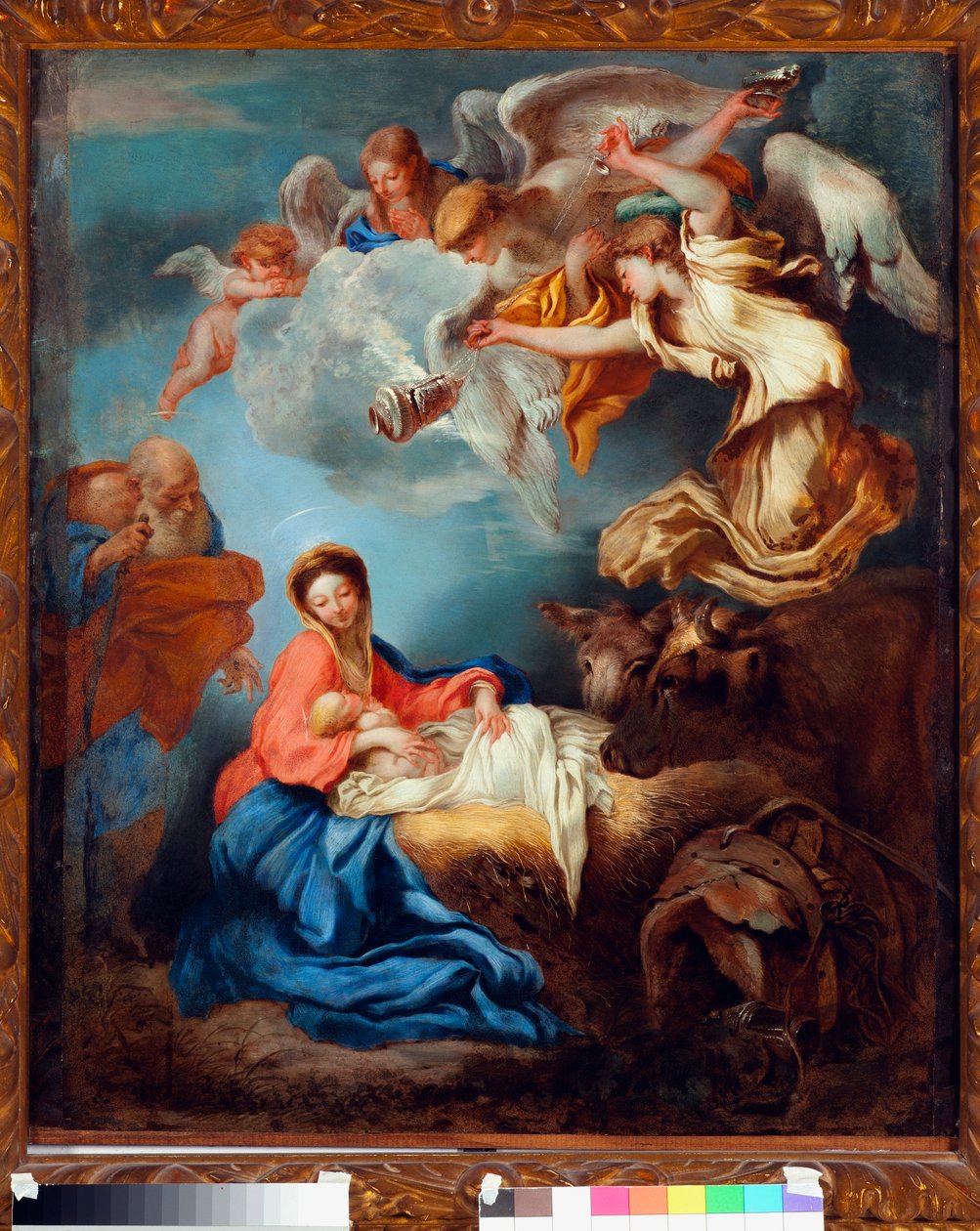 Nativite (Nativity) Maleri af Grechetto (Giovanni Benedetto Castiglione) (1610-1665) af Giovanni Benedetto Castiglione