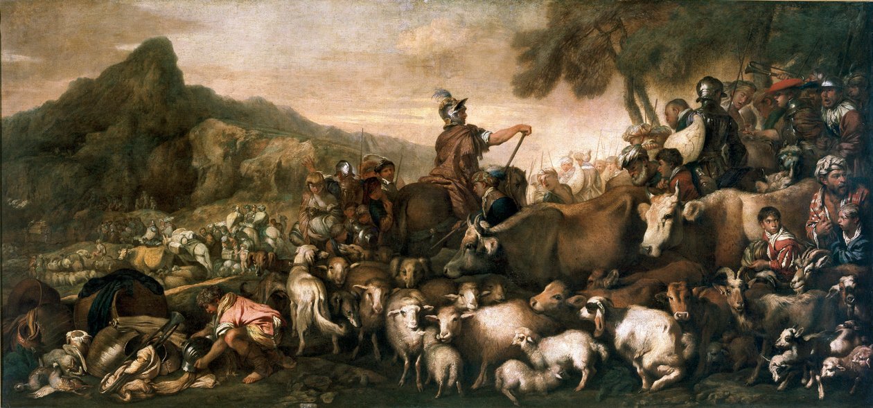 Det hebraiske folk på rejse til det forjættede land Maleri af Giovanni Benedetto Castiglione dit il Grechetto (1610-1665) 1600-tallet søn 140x300 cm Milano, Pinacoteca di Brera af Giovanni Benedetto Castiglione