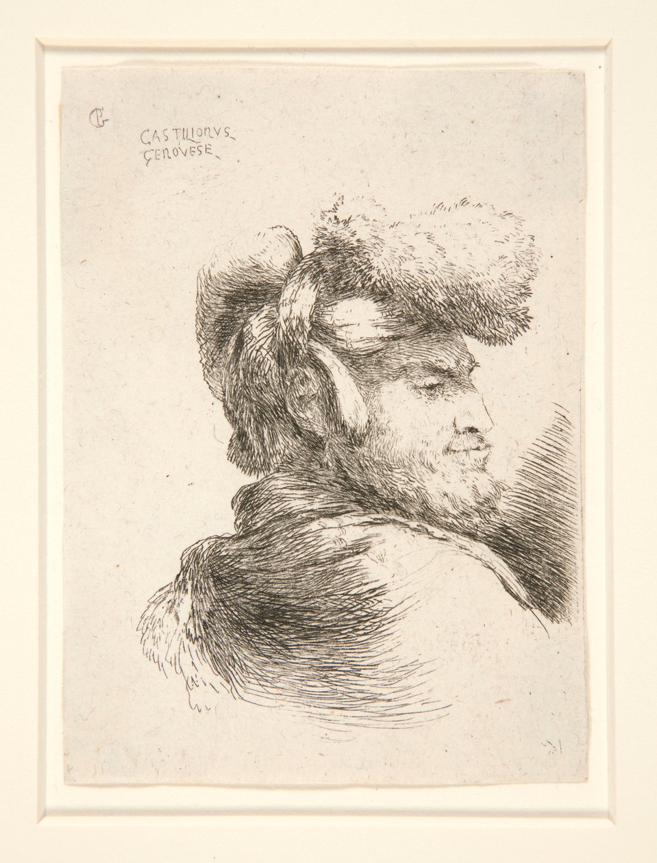 A Man in Profile, drejet til højre, fra serien Les petites tetes d af Giovanni Benedetto Castiglione