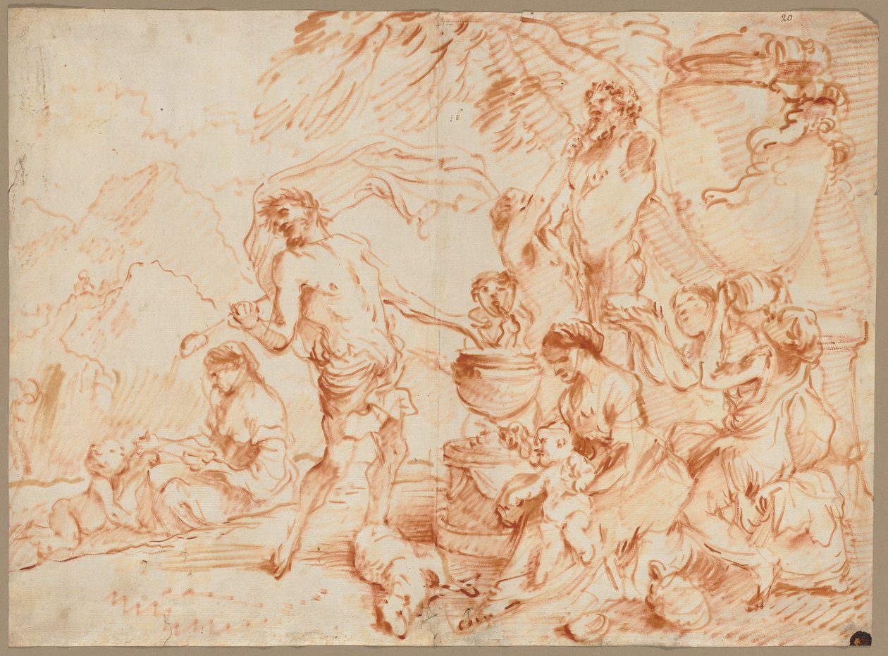 Bacchanal Before a Herm af Giovanni Benedetto Castiglione