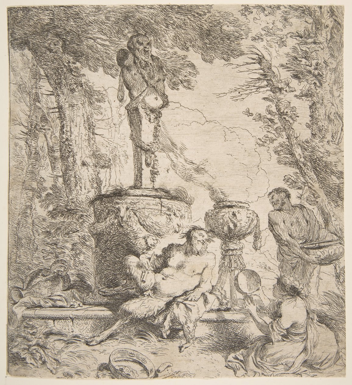 Bacchanal foran et alter for guderne, ca. 1645. af Giovanni Benedetto Castiglione