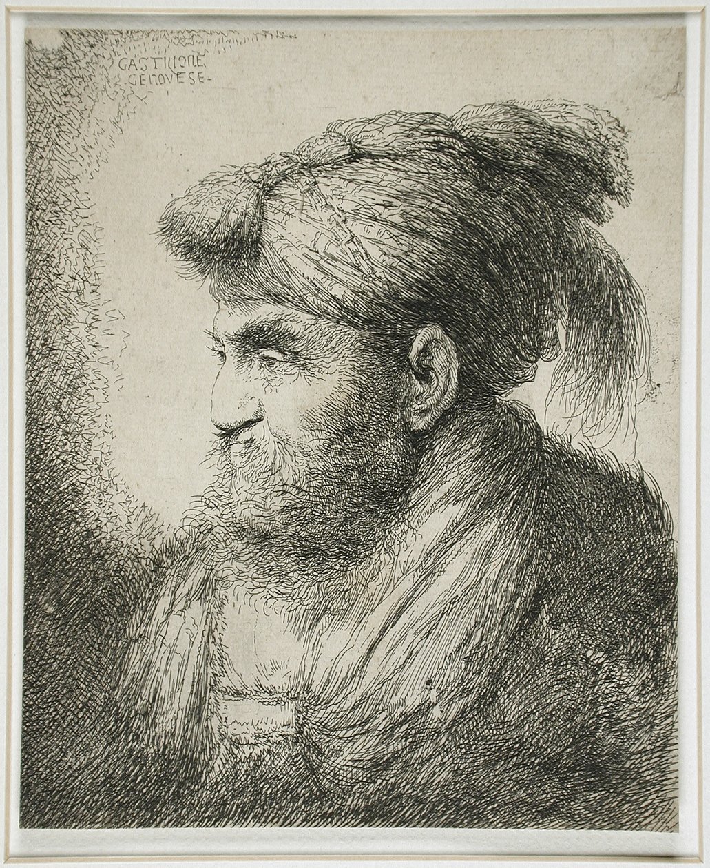 Skægget mand med turban, 1647-51 af Giovanni Benedetto Castiglione