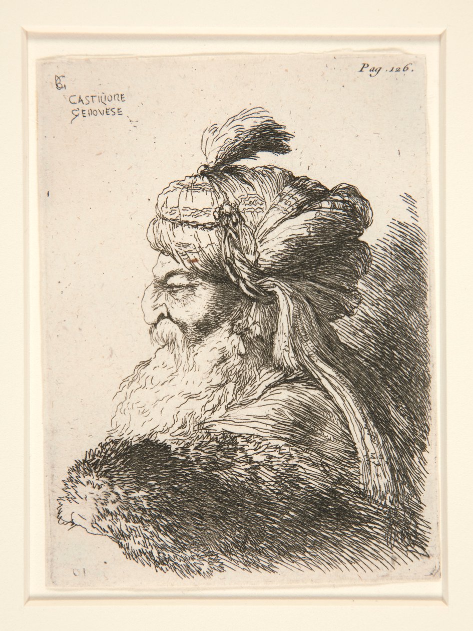 Figur mod venstre, fra serien Small Studies of Heads af Giovanni Benedetto Castiglione