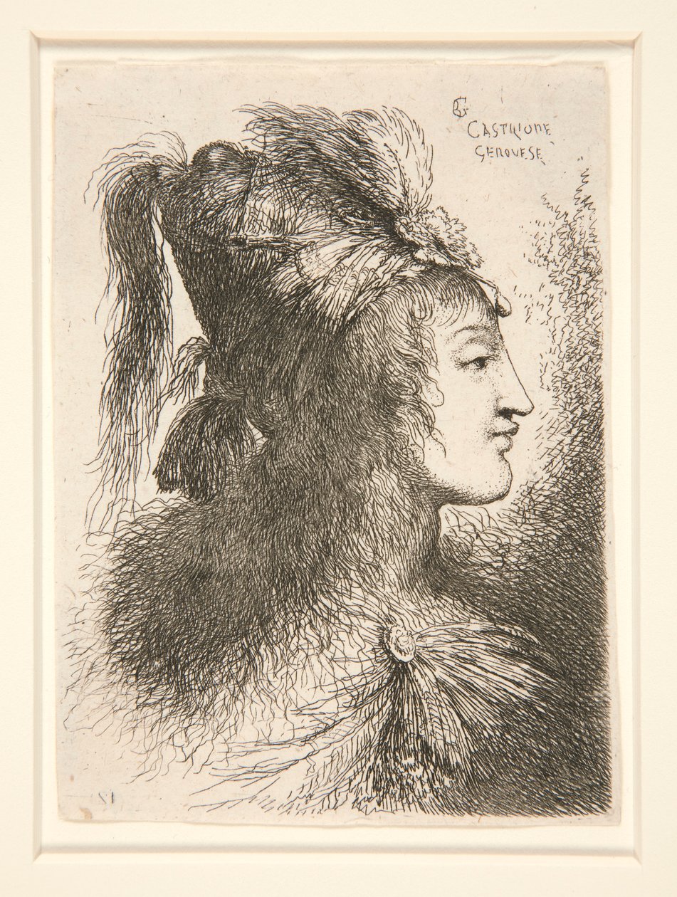 Figur mod højre, fra serien Small Studies of Heads af Giovanni Benedetto Castiglione