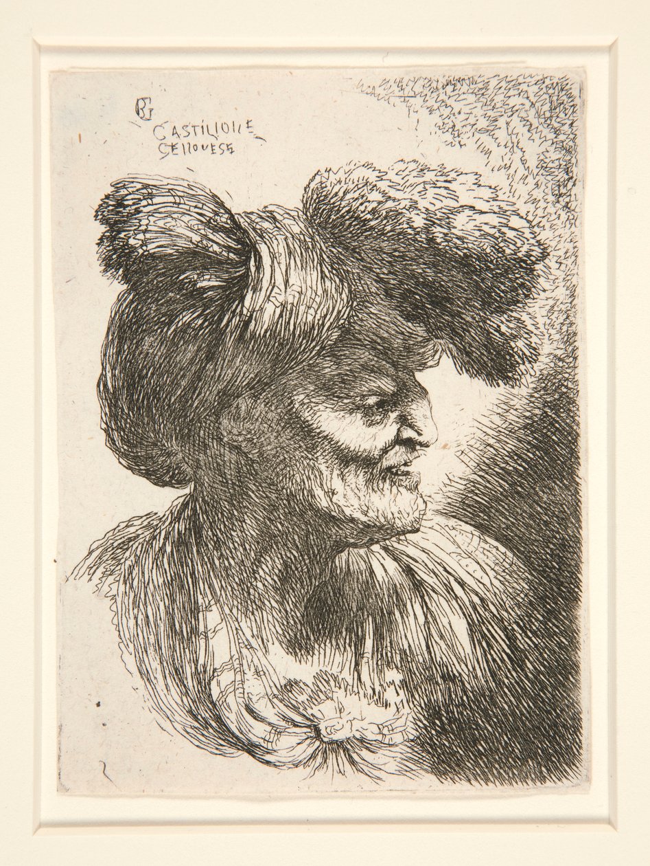 Figur mod højre, fra serien Small Studies of Heads af Giovanni Benedetto Castiglione