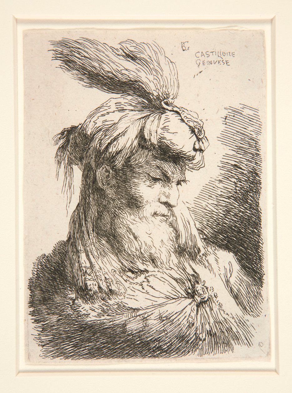 Figur mod højre, fra serien Small Studies of Heads af Giovanni Benedetto Castiglione