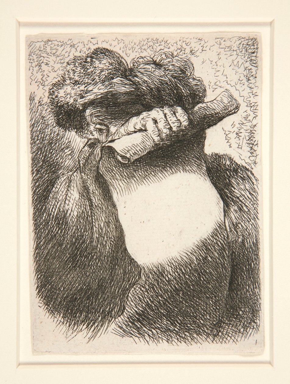 Figur Holding a Large Banderole, fra serien Small Studies of Heads af Giovanni Benedetto Castiglione