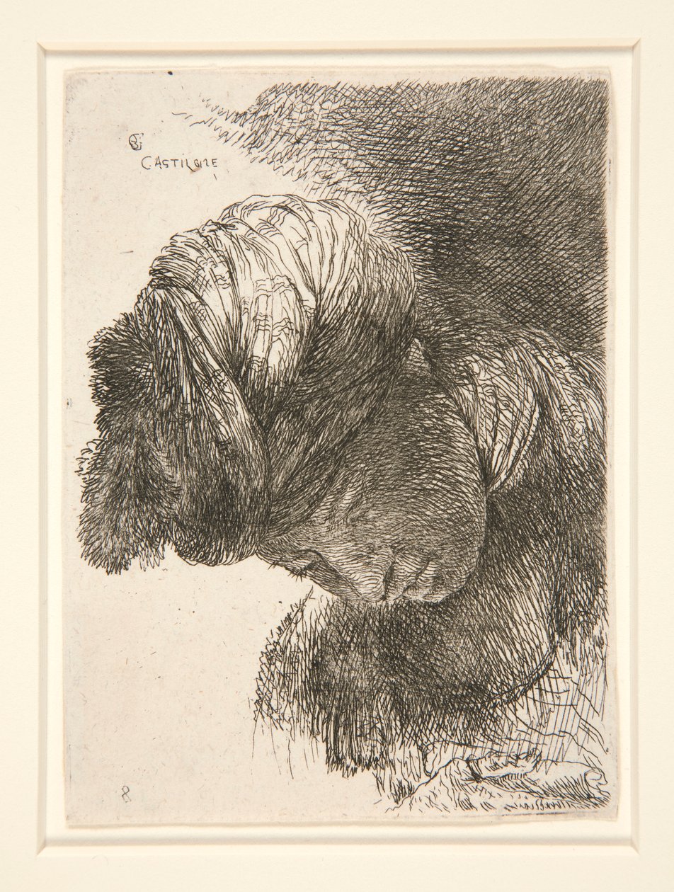 Figur med sænket hoved, fra serien Small Studies of Heads af Giovanni Benedetto Castiglione