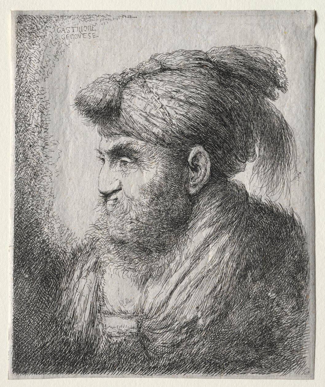 Leder af en mand i orientalsk turban af Giovanni Benedetto Castiglione
