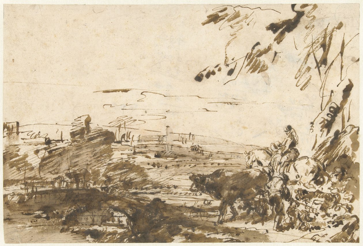 Hyrder med en flok af Giovanni Benedetto Castiglione
