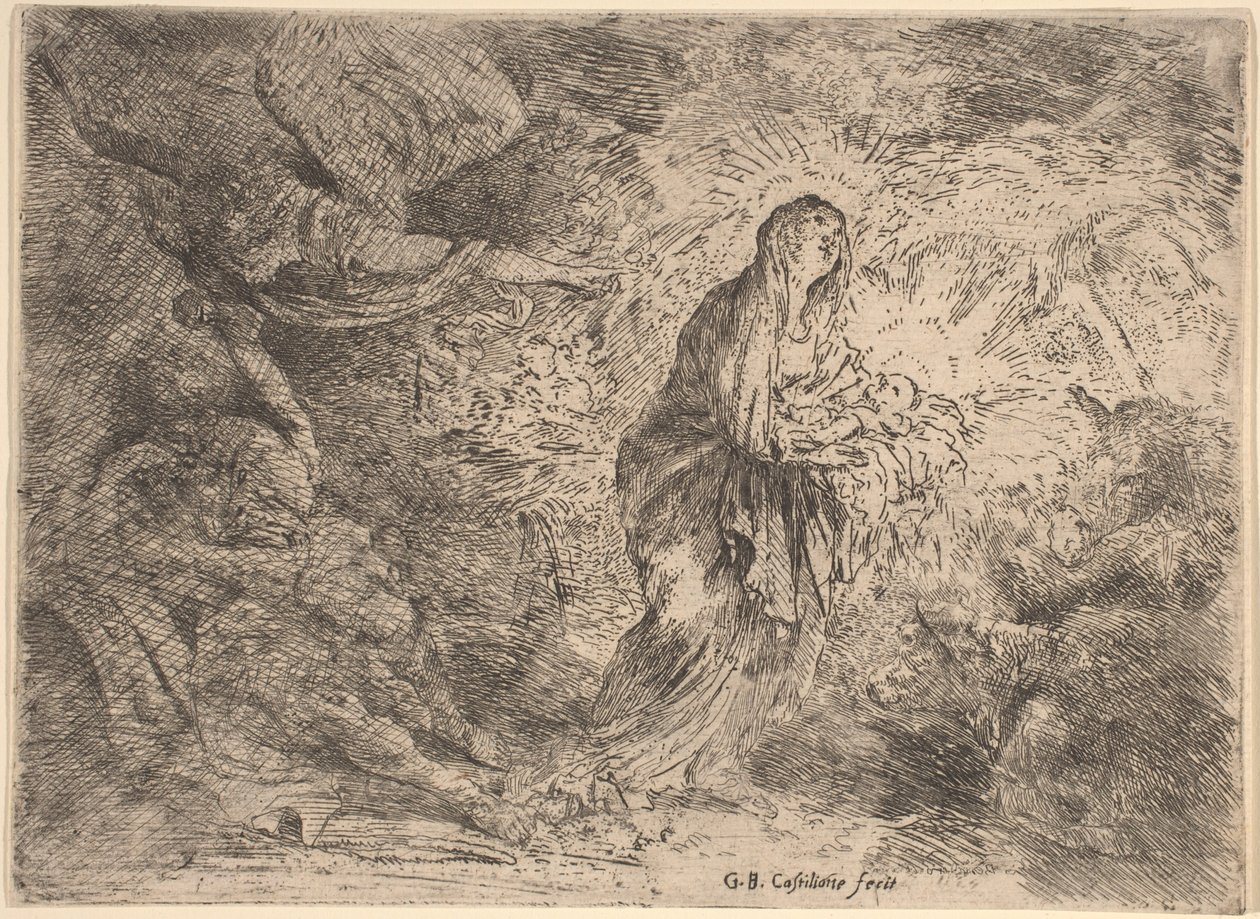 Joseph vækket af englen af Giovanni Benedetto Castiglione