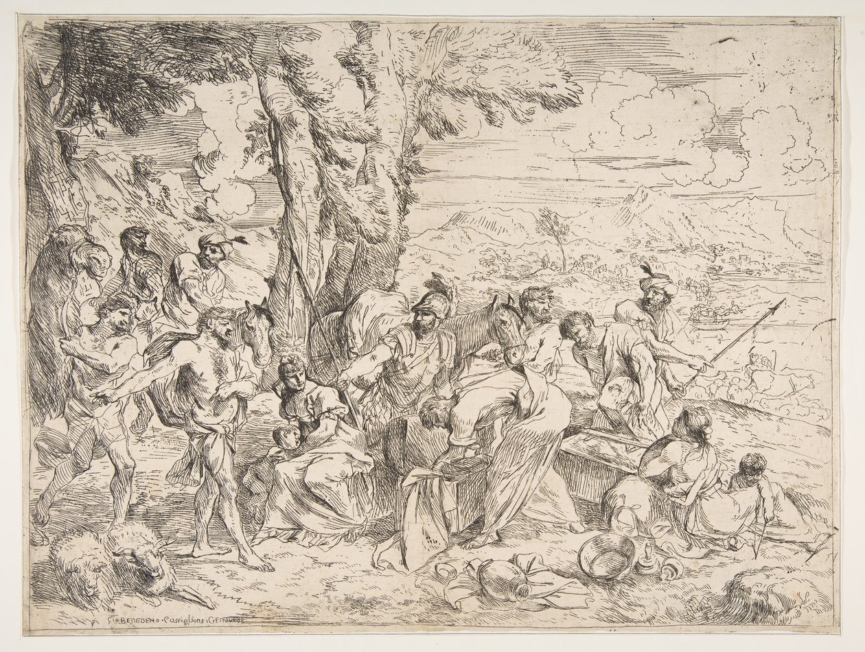 Laban søger efter idoler blandt Jacobs ejendele, ca. 1635-40. af Giovanni Benedetto Castiglione