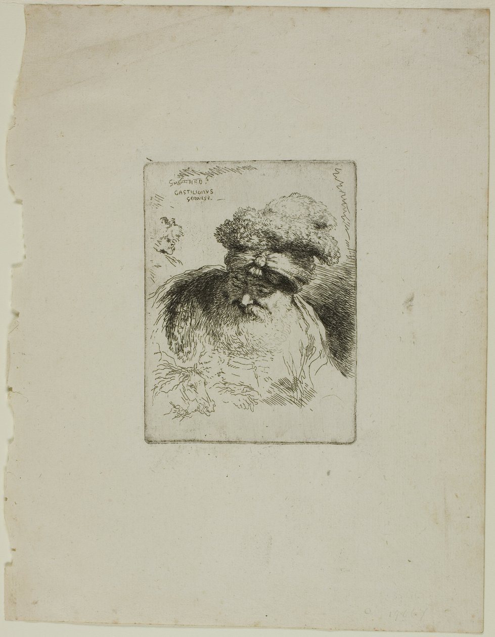 Gammel mand med turban af Giovanni Benedetto Castiglione