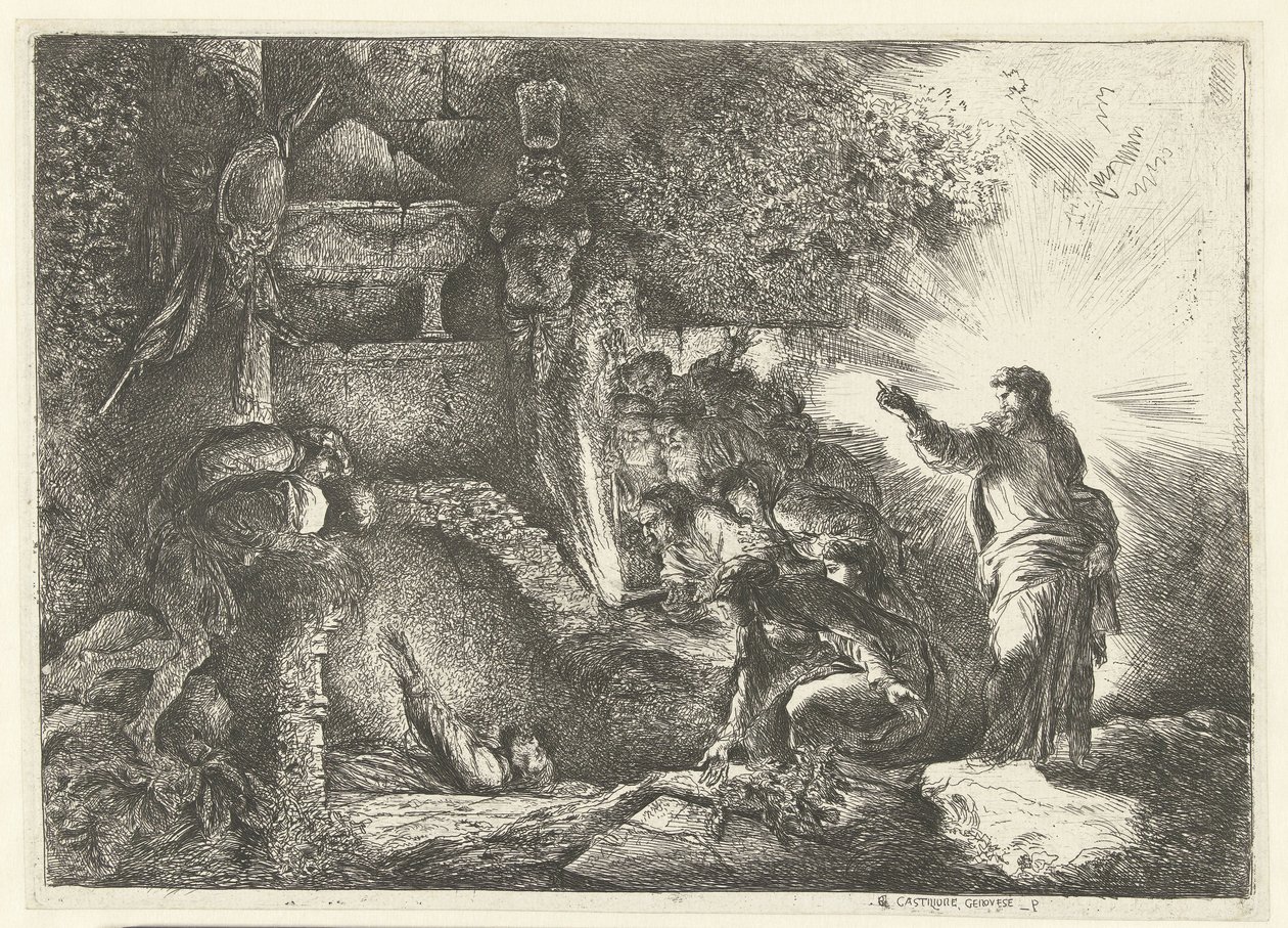 Opdragelse af Lazarus af Giovanni Benedetto Castiglione
