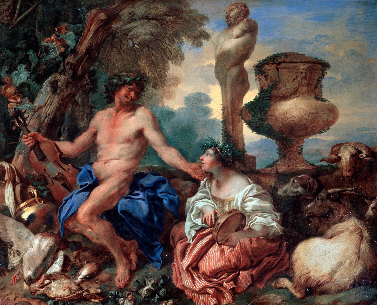 Pastoral scene. Faun og hyrde, 1650