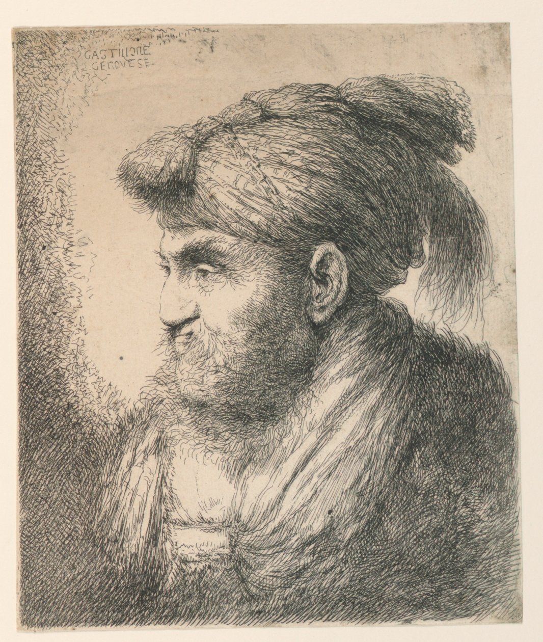 Portræt af en mand med en turban af Giovanni Benedetto Castiglione