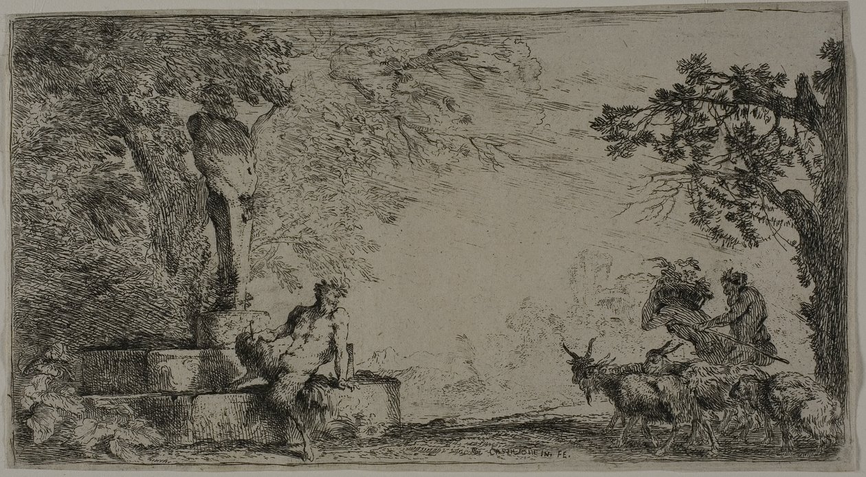 Satyr hviler under en Herm af Giovanni Benedetto Castiglione